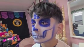 Artist creates Dodger blue Dia de los Muertos-themed makeup