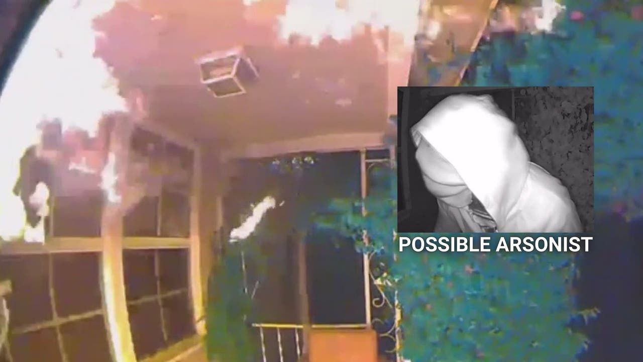 LA family escapes house fire; Possible arsonist seen on camera starting fire