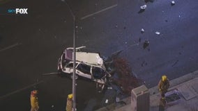 Possible street racing crash involving Rolls-Royce in Van Nuys leaves 2 critically injured