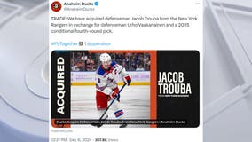 Anaheim Ducks land NY Rangers captain Jacob Trouba in trade