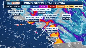 Southern California faces critical wildfire threat from Santa Ana winds up to 80 mph