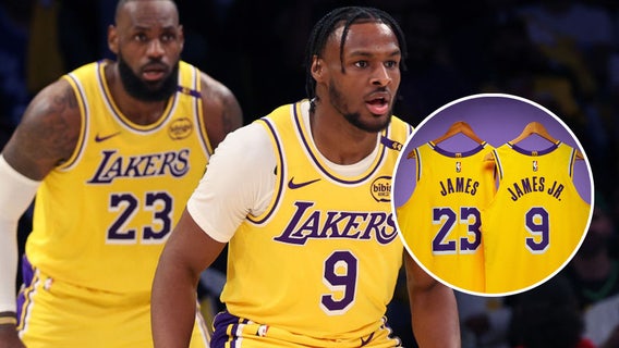 LeBron, Bronny James’ game-worn jerseys from historic season opener sell for $102K
