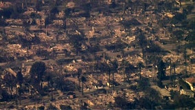 View from SkyFOX shows entire Pacific Palisades neighborhoods "just leveled"