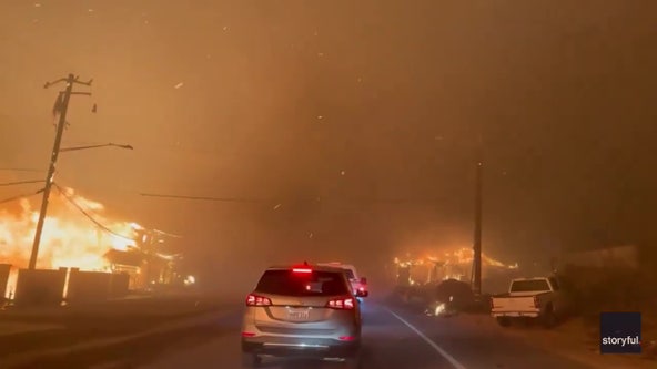 Watch: Palisades Fire creates apocalyptic scene along L.A. highway