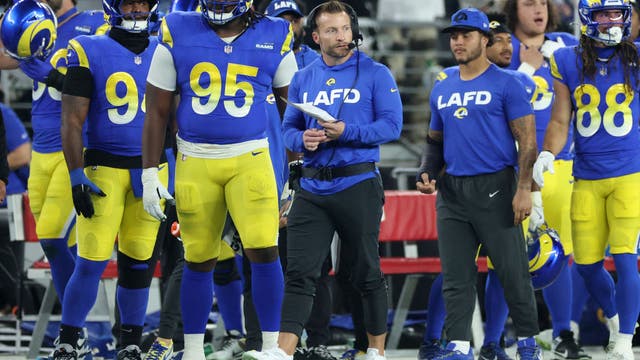 Rams players, coaches show support for Los Angeles Fire Department during playoff game