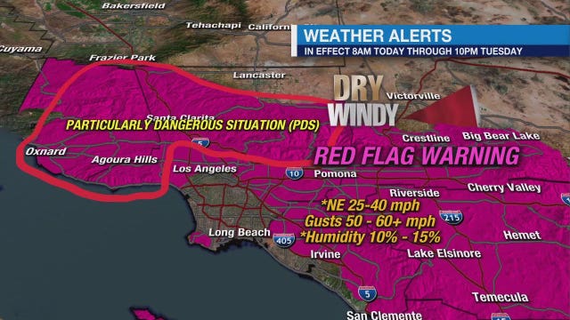 LA Weather Timeline: Santa Ana winds to bring ‘Particularly Dangerous Situation’ Red Flag Warning