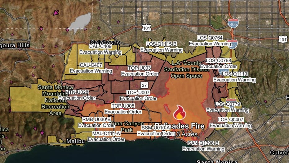 California fires map Los Angeles evacuation orders, warnings FOX 11