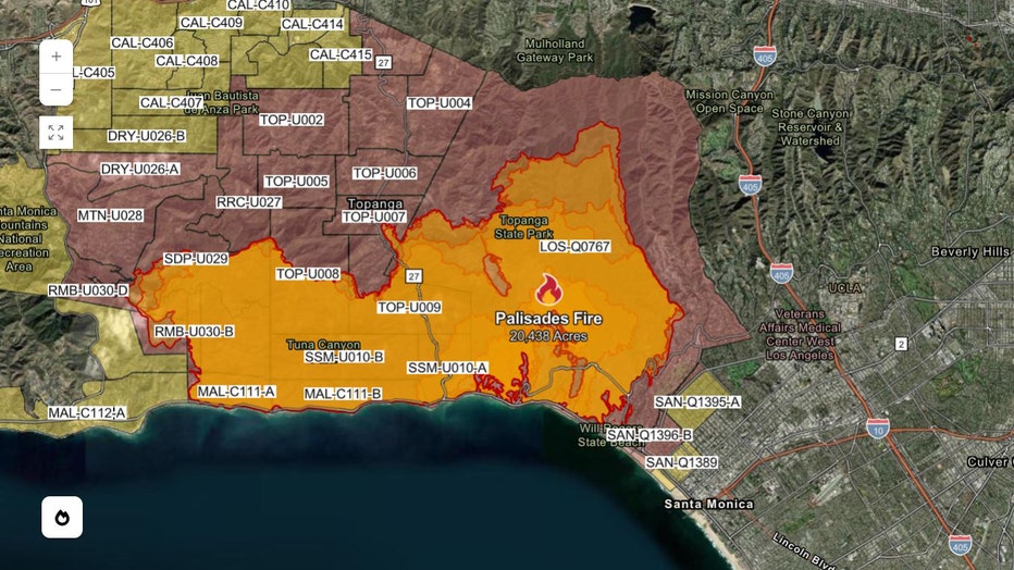 California fires map Los Angeles evacuation orders, warnings FOX 11