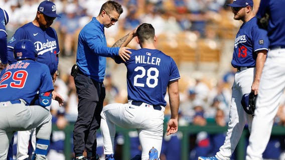 Dodgers' Bobby Miller hit in the head during spring training opener
