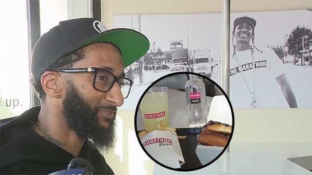 The Marathon Burger opening in LA's Fairfax District in honor of Nipsey Hussle's legacy