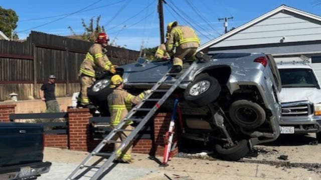 Ventura crash sends SUV into retaining wall; 2 rescued with Jaws of Life