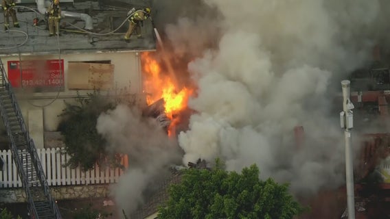 Historic Westlake building, home of the former Pacific Dining Car, goes up in flames