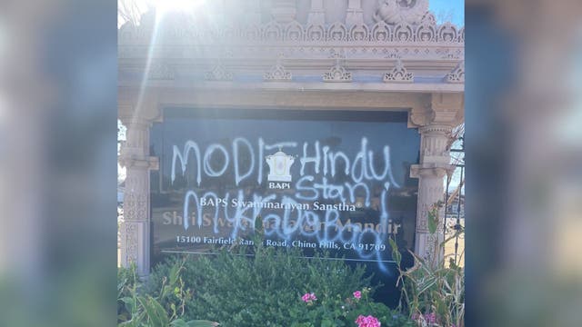 California's largest Hindu temple defaced with graffiti containing political messages