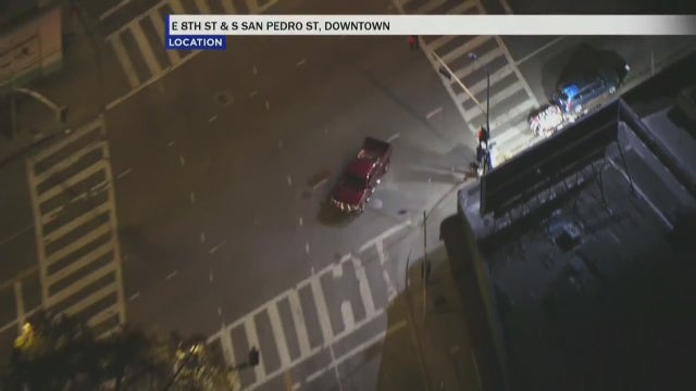 Pursuit suspects arrested after entering parking structure in downtown LA