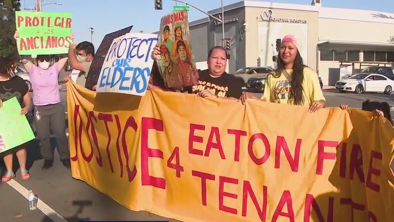 Tenants at Altadena apartment complex demand answers after Eaton Fire:' Protect our elders'