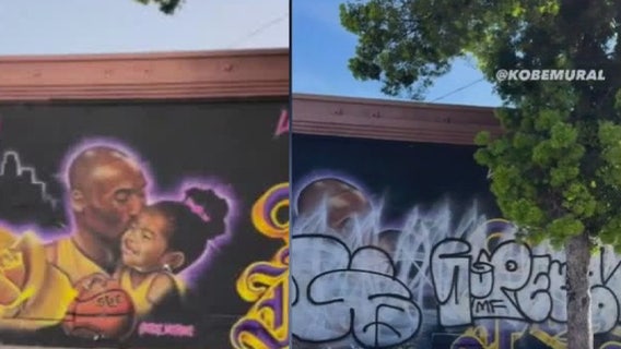 Kobe and Gigi Bryant mural vandalized in downtown LA