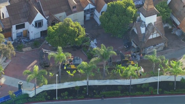 Demolition of Long Beach's Old English Village near Queen Mary begins