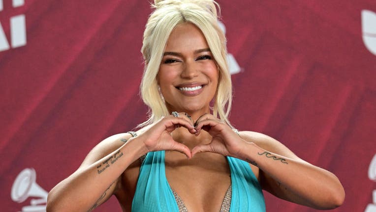 Colombian singer Karol G attends the 25th Annual Latin Grammy Awards at the Kaseya Center in Miami, Florida, on November 14, 2024. (Photo by GIORGIO VIERA/AFP via Getty Images)