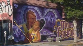 Kobe and Gianna Bryant mural in downtown LA restored