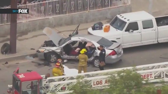 Elderly man killed in collision involving LAPD patrol vehicle in Sun Valley