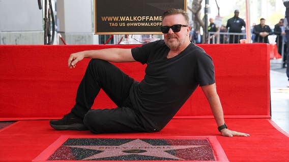 Comedian Ricky Gervais honored with star on Hollywood Walk of Fame