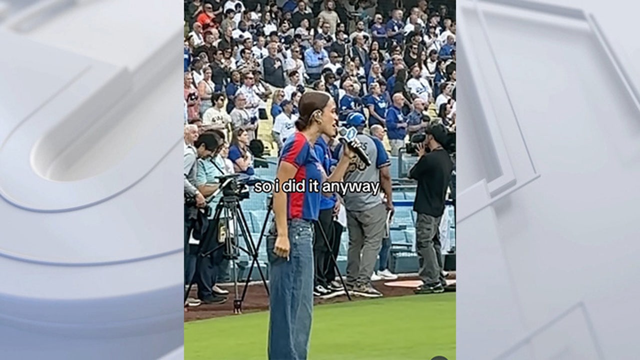 Nezza sings National Anthem at Dodgers game amid ongoing protests against immigration raids
