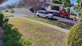 VIDEO: Tow truck crashes during botched car theft in Sherman Oaks