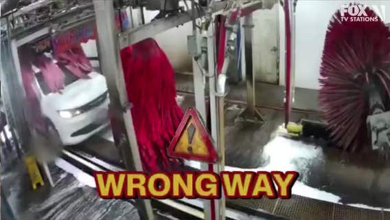 VIDEO: Woman accused of driving while high arrested after going through car wash in the wrong direction