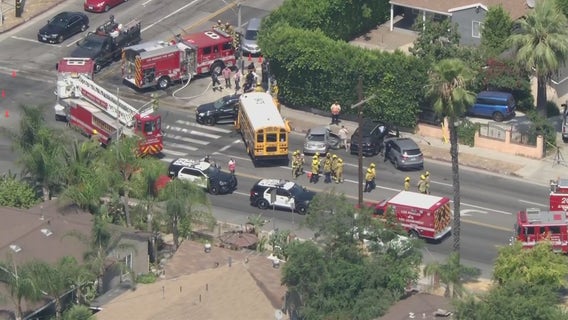 School bus involved in multi-car crash in Arleta