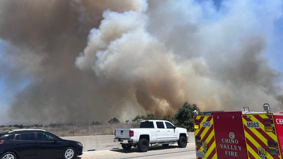 Euclid Fire burns 100+ acres in near Chino Hills, forces freeway closure
