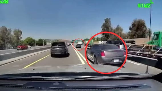 CAUGHT ON CAMERA: Alfa Romeo, Chrysler drivers race past CHP vehicle on 60 Freeway