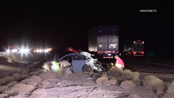 Semi-truck slams into car on Barstow freeway, 1 killed
