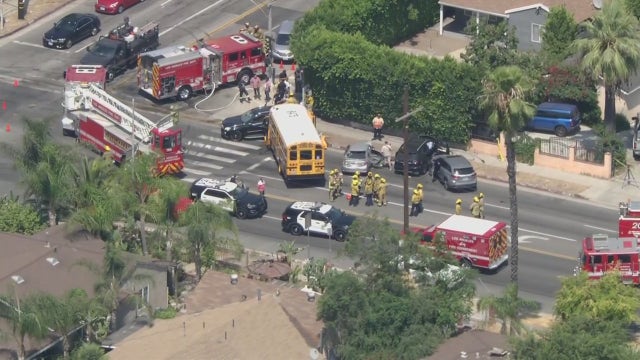 School bus involved in multi-car crash in Arleta