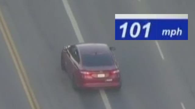 LA police chase suspect previously clocked at 100+ mph crashes into bushes and a parked Tesla in Sherman Oaks