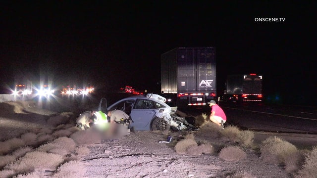 Semi-truck slams into car on Barstow freeway, 1 killed