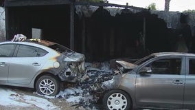 Fire destroys several cars, garages in Highland Park