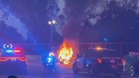 5 injured after stolen car pursuit ends in fiery crash in LA