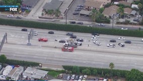 Motorcycle crash shuts down westbound 10 Freeway lanes in El Monte