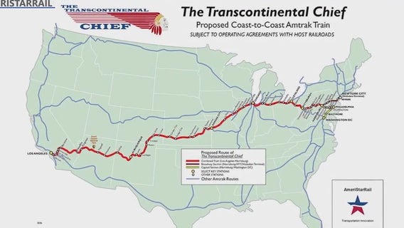Proposed coast-to-coast train would link LA to NYC in 72 hours
