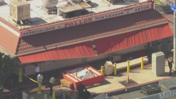 Car crashes into East LA King Taco after colliding with Metro train