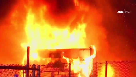 Storage yard fire erupts near 105 Freeway in South LA