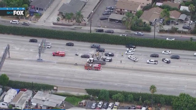 Motorcycle crash shuts down westbound 10 Freeway lanes in El Monte