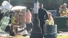 Boyle Heights car crash: Shirtless driver runs off after 1 killed, 3 injured