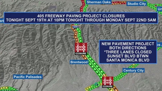 405 Freeway closures in Sepulveda Pass: Sept. 19-22