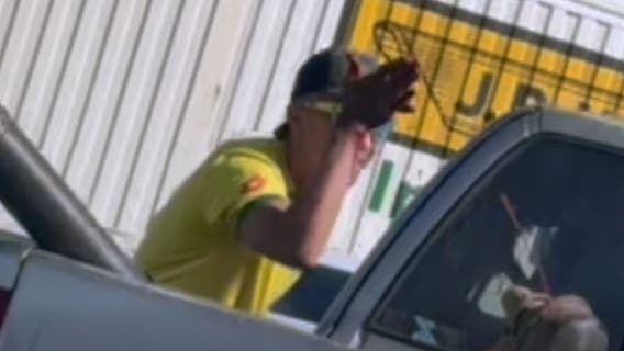 WATCH: IE road rage suspect smashes truck window in violent attack