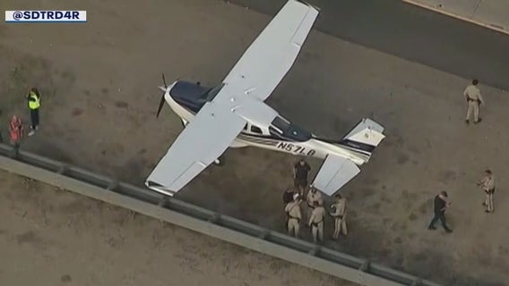 Small plane makes emergency landing on San Diego freeway