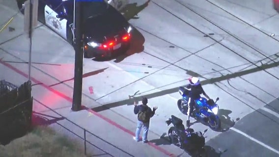 Confused motorcyclist detained by police after traveling along 10 Freeway in LA County