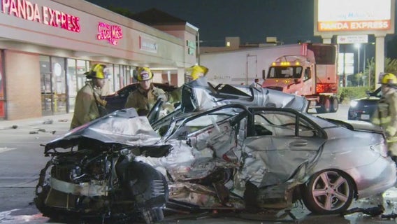 Woman killed, 3 men injured in Van Nuys crash