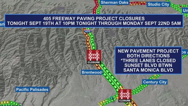 405 Freeway closures in Sepulveda Pass: Sept. 19-22