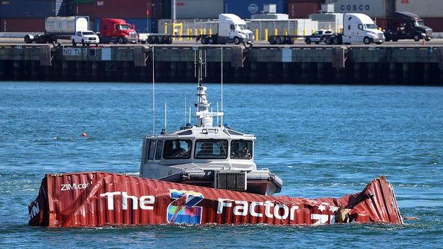 Salvage efforts underway after container spill at Port of Long Beach